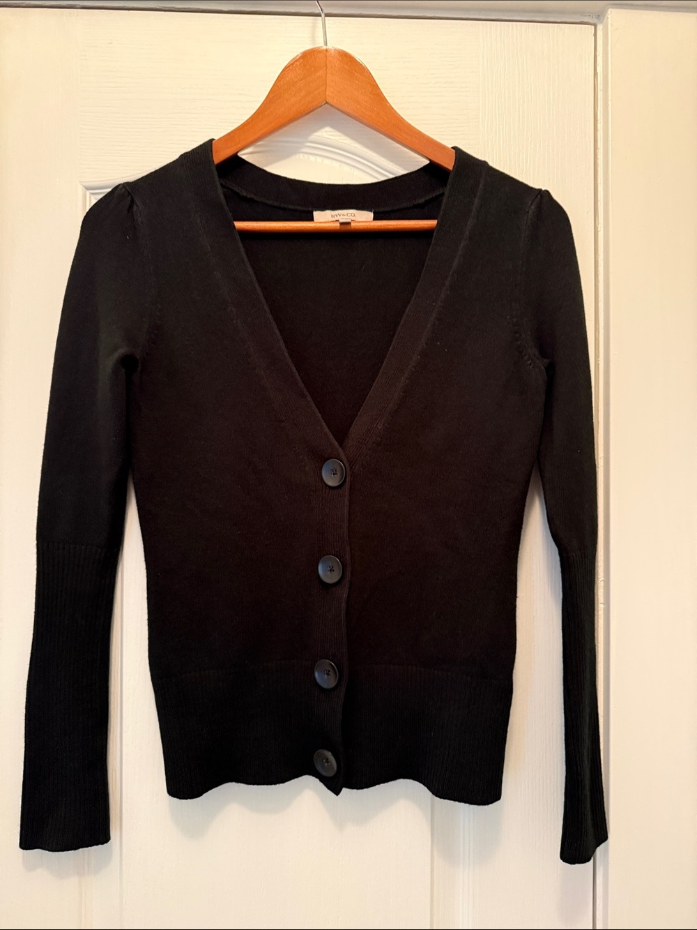 RW&CO. Black V-Neck Button Cardigan